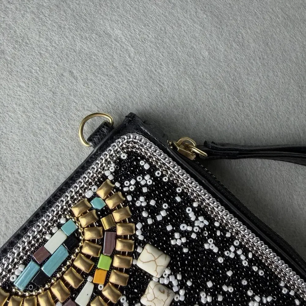 Coco & Carmen Beaded Clutch Wristlet Bag Boho Festival Travel